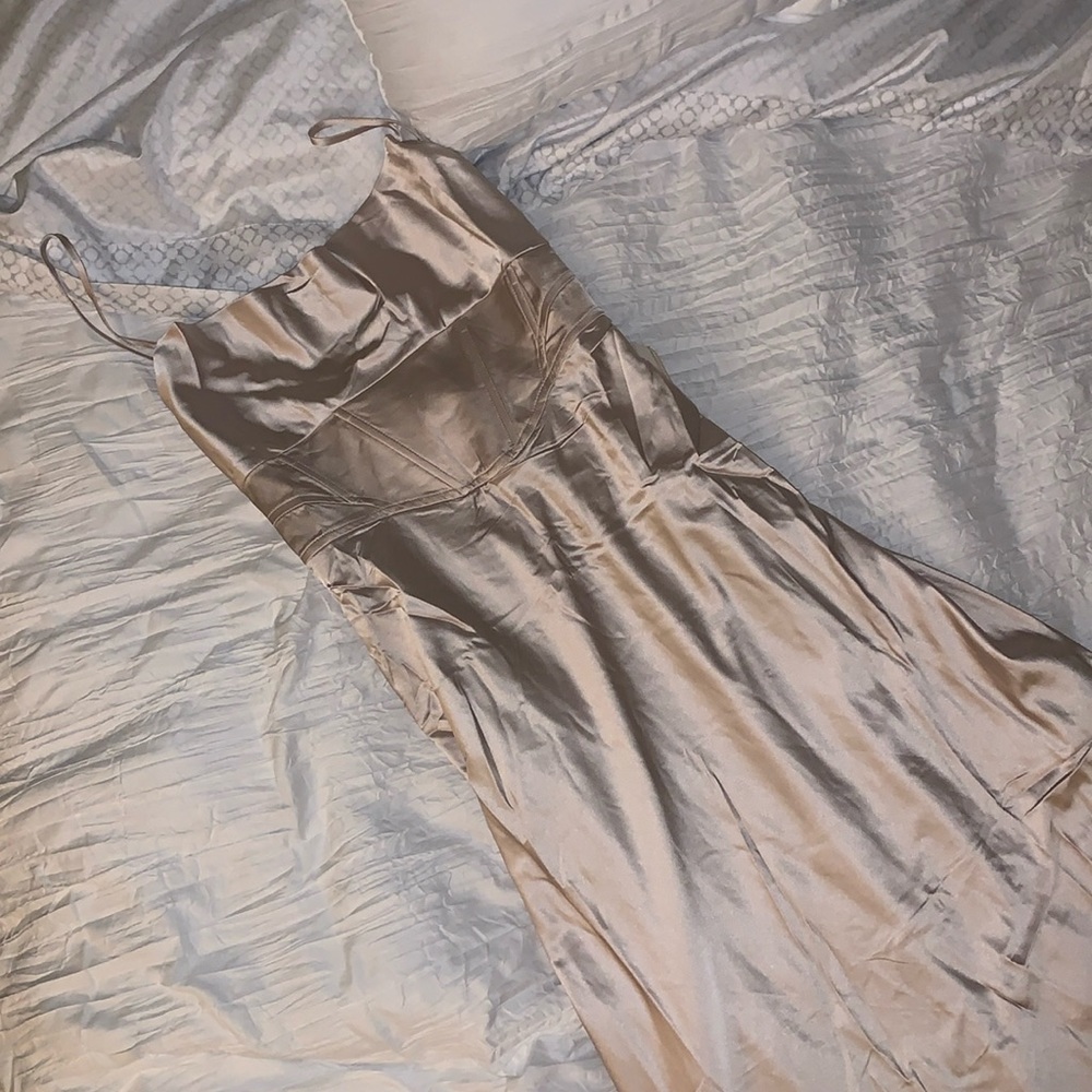 Princess Polly Satin Slip Midi Dress in Champagne